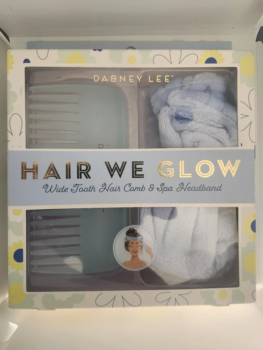 Dabney Lee Hair We Glow Wide Tooth Comb & Spa Headband - Light Blue